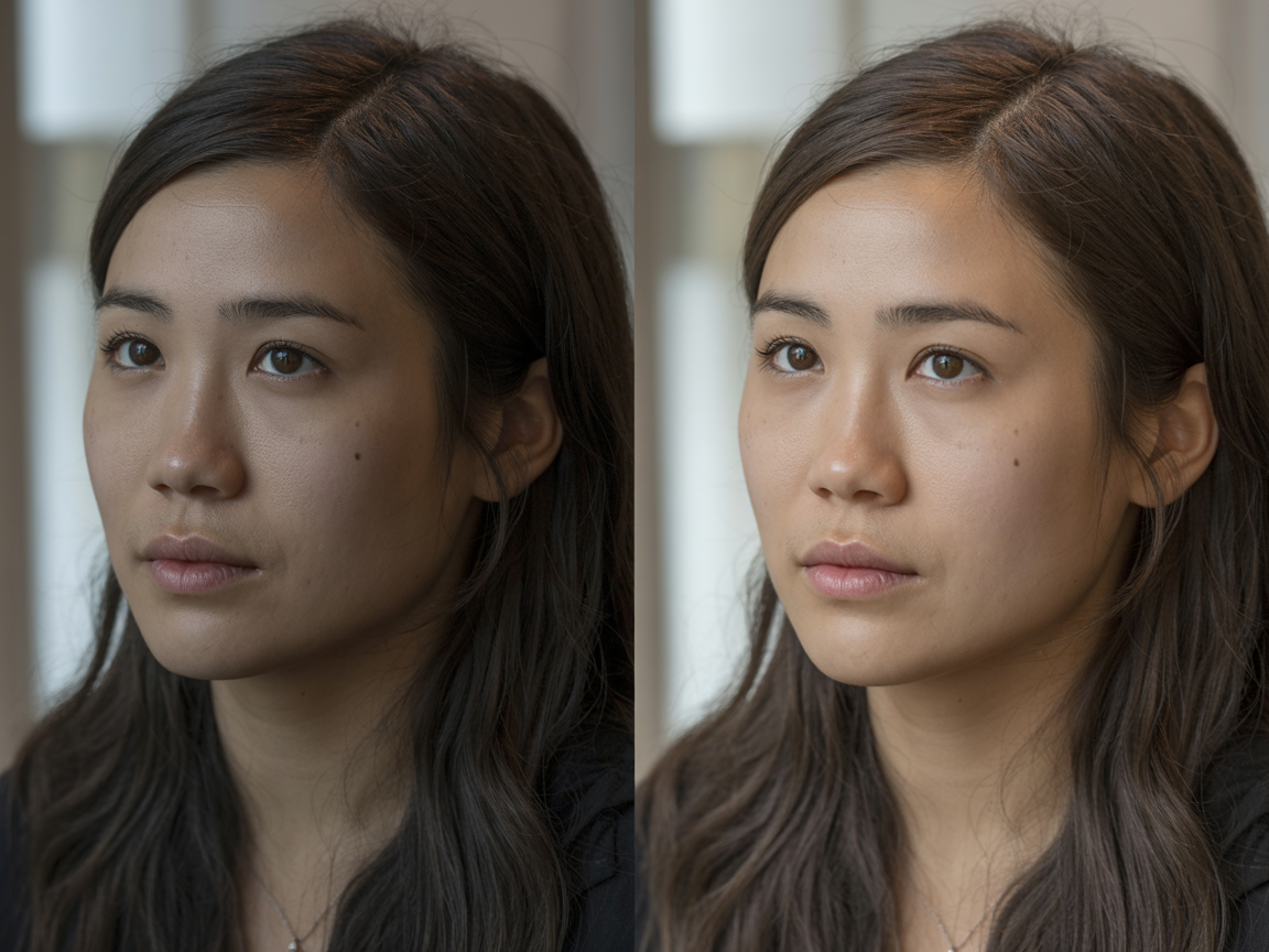 Before and after professional profile photo example